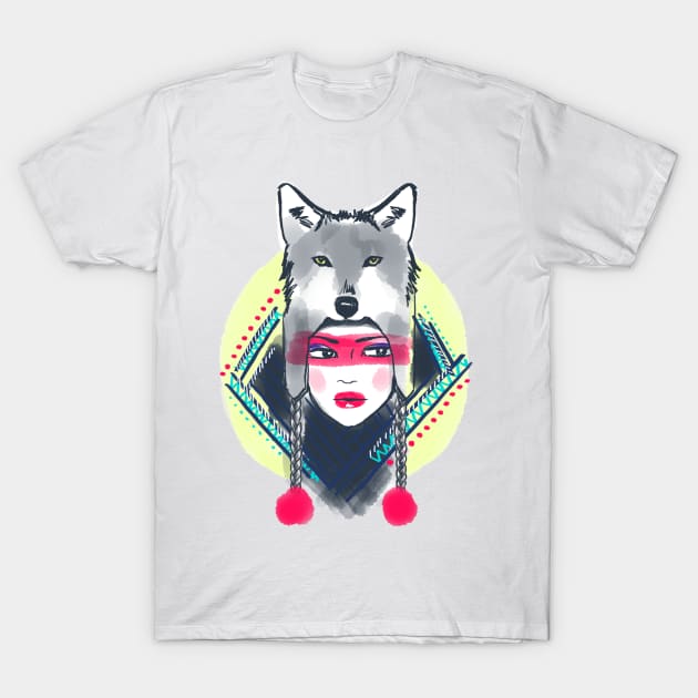 Girl with wolf hat T-Shirt by dejaliyah